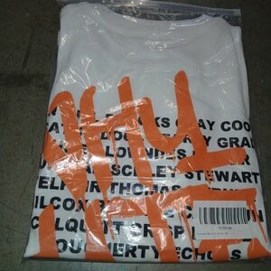 White and Orange Graphic T-Shirt